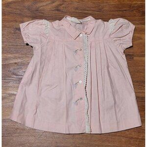 vintage little pals montreal pink pleated Embroidered Lace Trim dress‎ 12m?